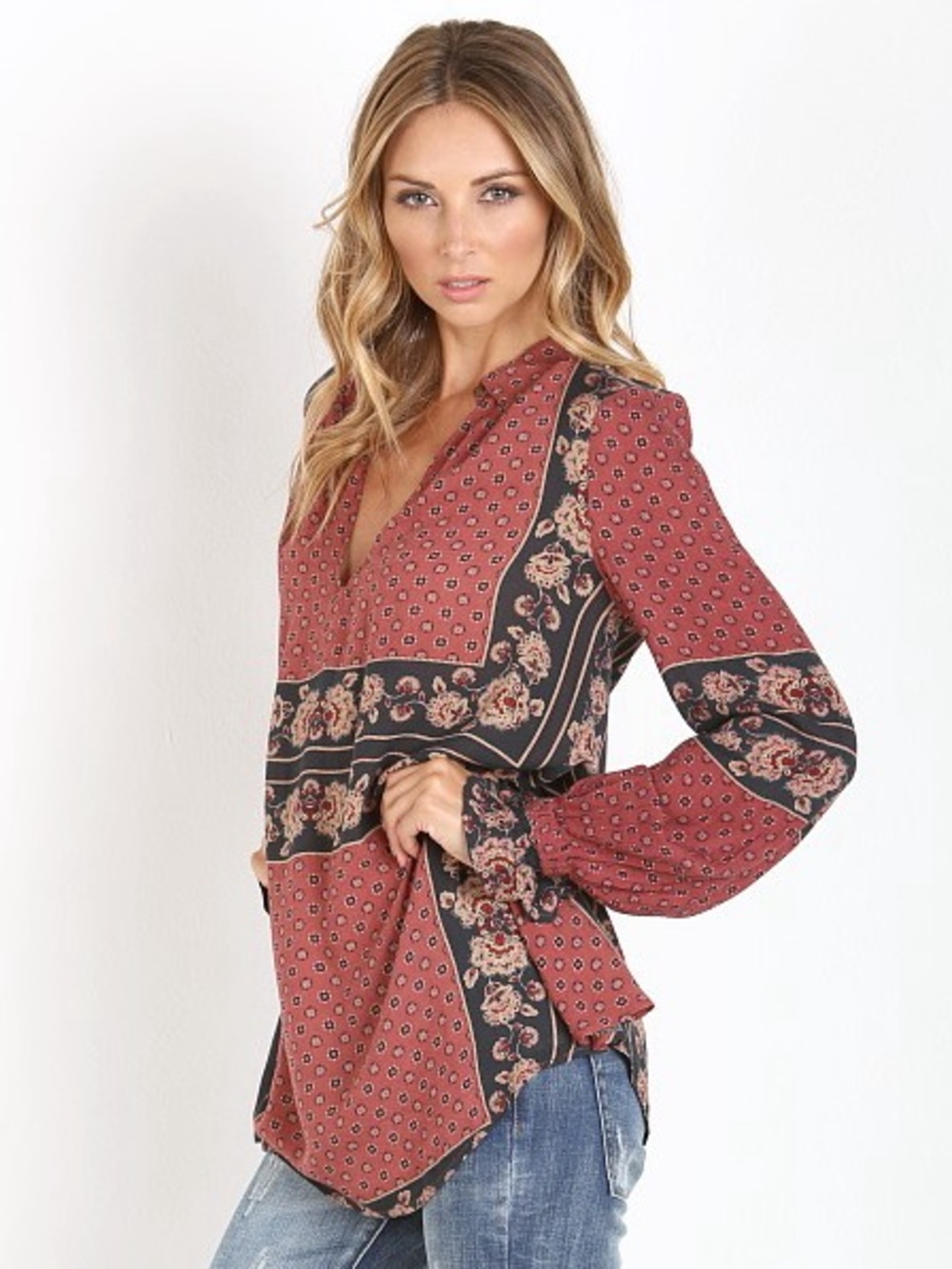 FREE PEOPLE Dobby Changing Times Tunic XS 20” p2p Brick Combo $118 Retail EUC